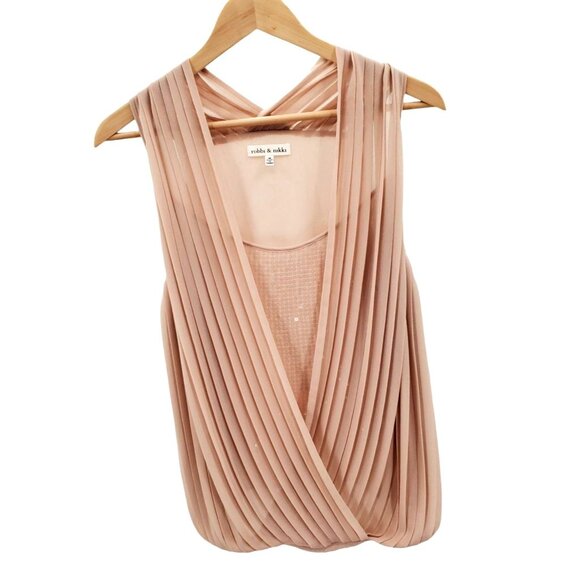 New Robbi & Nikki M Shirt Sequin Pleated Top Sleeveless Drape Blouse Sleeveless - Picture 10 of 12
